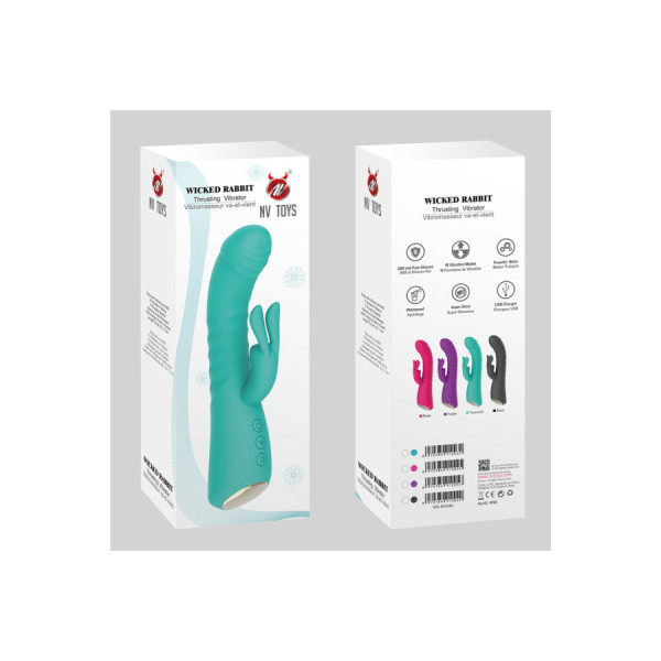 Vibromasseur rabbit rose chauffant avec fonction va-et-vient, USB 